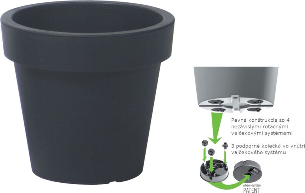 Kvetináč LOFLY + koliečka 58,2cm - antracit Obrázok produktu 