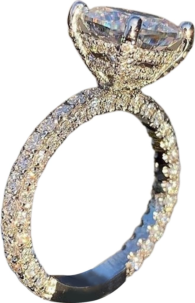 Damen-Ring, großer quadratischer Zirkonia, Schmuck, modisches Aussehen, exquisiter Fingerring für Hochzeit-Silber,US 7