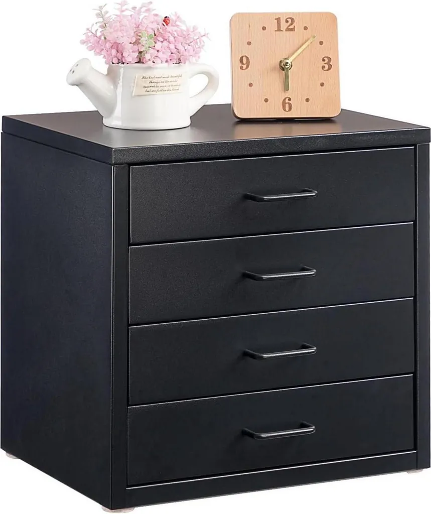 Meuble de classement 4 tiroirs noir HollyHOME pour libérer votre bureau A4