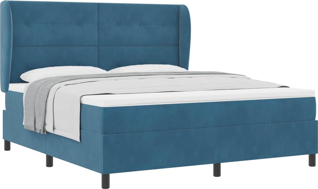 vidaXL Boxspringbett mit Matratze Dunkelblau 200 x 180 cm Samt