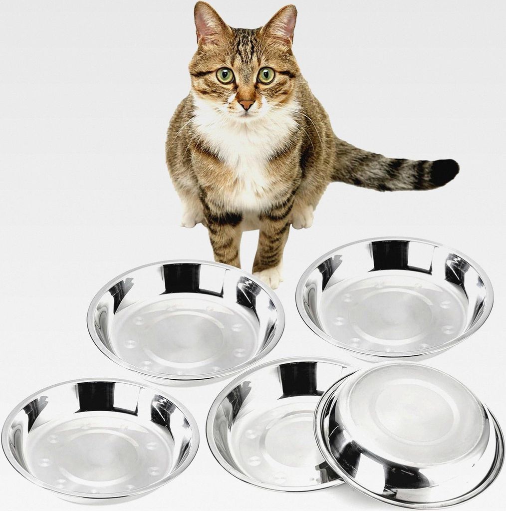 Katzennäpfe aus Edelstahl, 19,6 cm, Metall, Katzenfutter und Wassernapf, 473 ml, einfacher Futternapf für Kätzchen, Welpen, breiter, Flacher Ers...