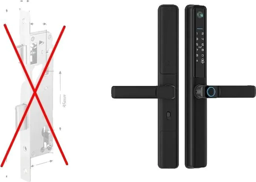 Serrure WiFi-c Étanchéité IP65 Noire Intelligente sans Mortaise TUYA