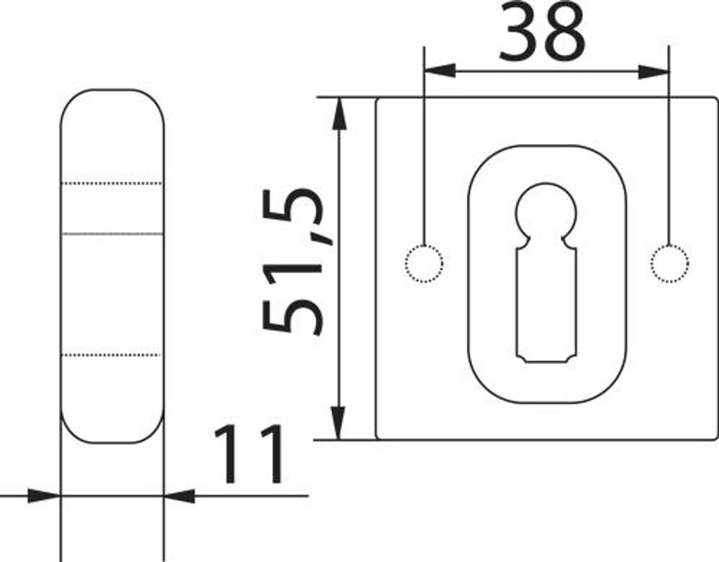 Quadratisches Schlüsselschild GAMET PLT-25-N-06-04-06-KW für Schlüssel, Nickel/Satin/Chrom