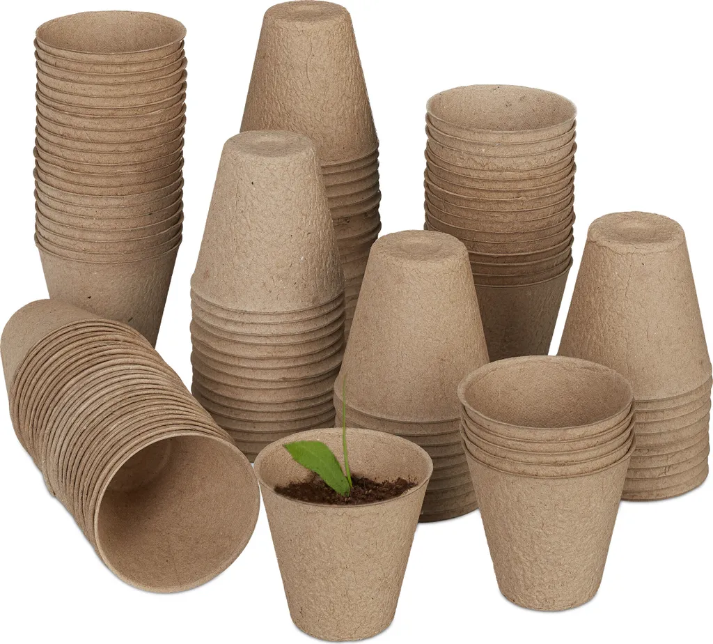Relaxdays 600 pots de culture biodégradables pour semis et jardin