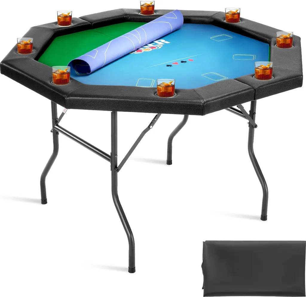 Table de Poker Pliante VEVOR 8 Joueurs - Plateau Octogonal 1325mm