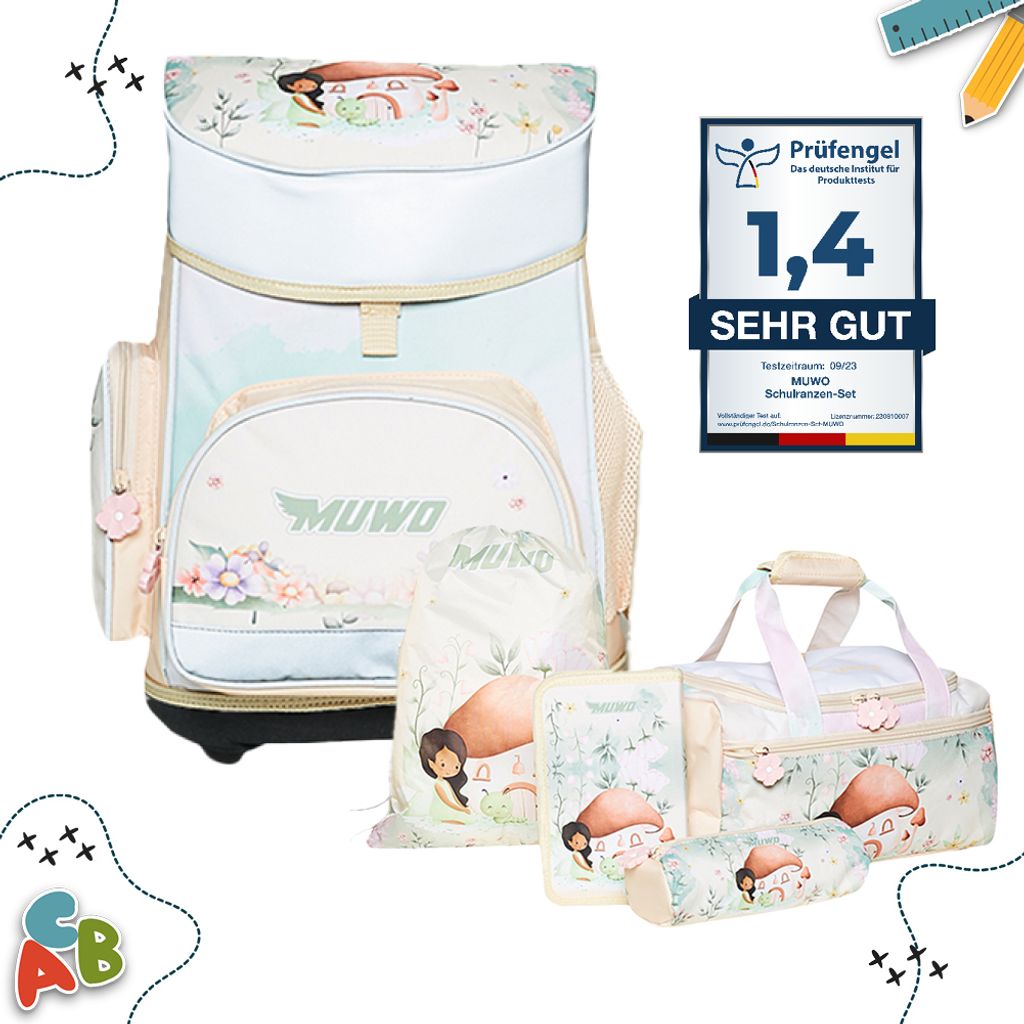 MUWO "Lil Fairy" Kinder Schulranzen Set 5tlg. | MW-356 Produktbild 