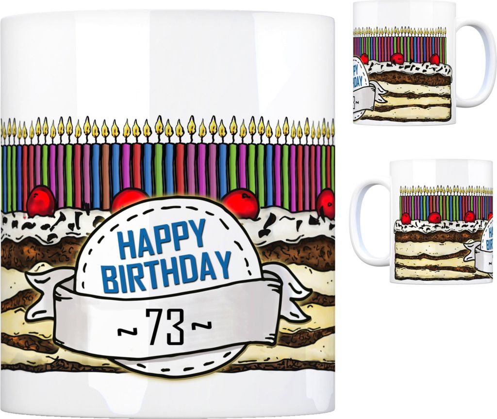 Geburtstagstorte Kaffeebecher zum 73. Geburtstag mit 73 Kerzen Tasse Becher mug