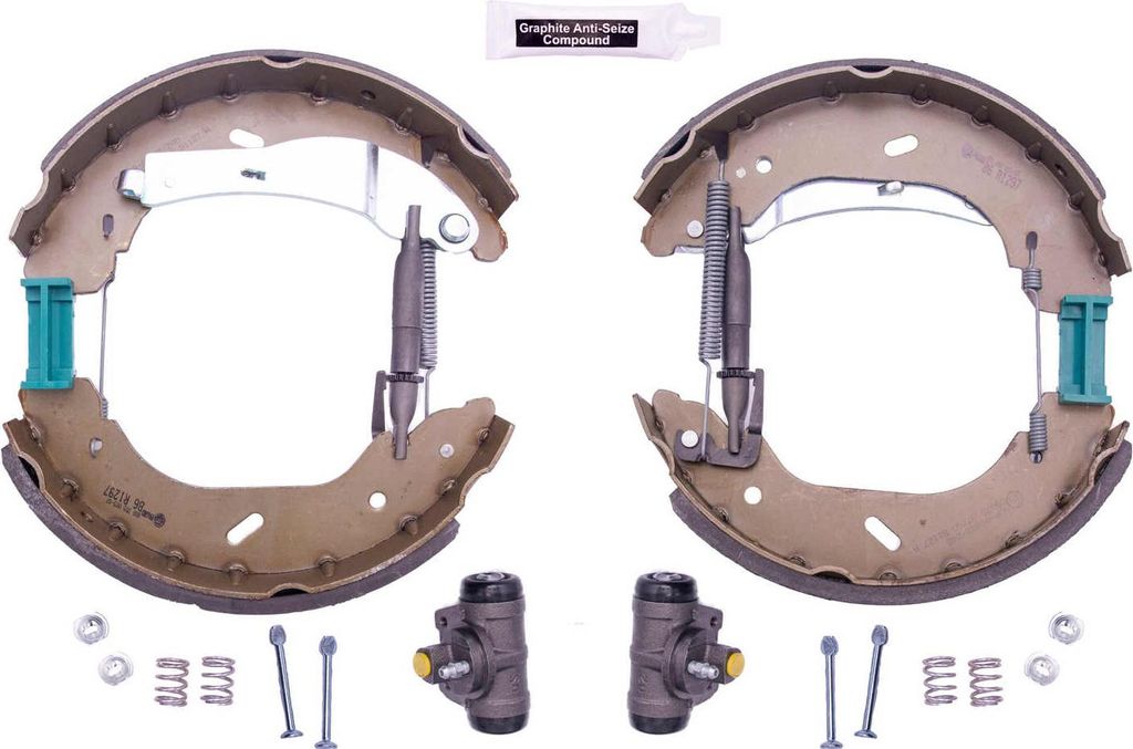 HELLA Bremsensatz Trommelbremse Hinten für FORD TRANSIT Bus Produktbild 
