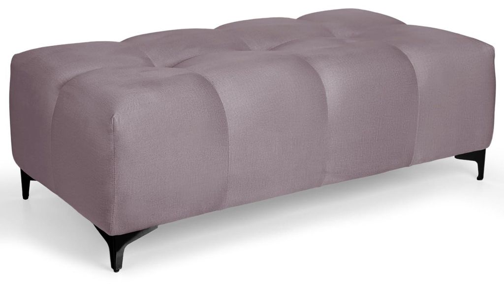 MG Design Samt Polsterbank in Flieder 63 x 121 cm - Gepolsterte Sitzbank mit Steppung und schwarzen Füßen für Wohnzimmer, Schlafzimmer oder Flur