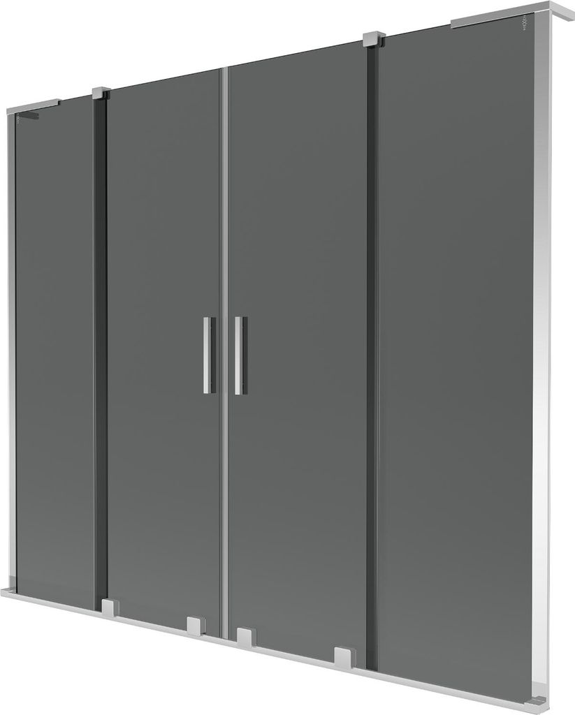 Mexen Velar L Duo Badewannenaufsatz 2-flügelig schiebbar 180 x 150 cm, Graphit, Chrom - 896-180-003-42-01