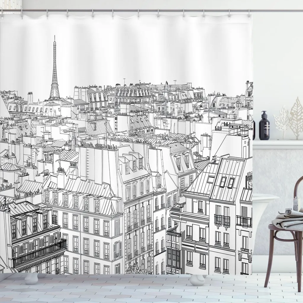 Tenda Doccia Professionale ABAKUHAUS 175x240 cm Poliestere Parigi