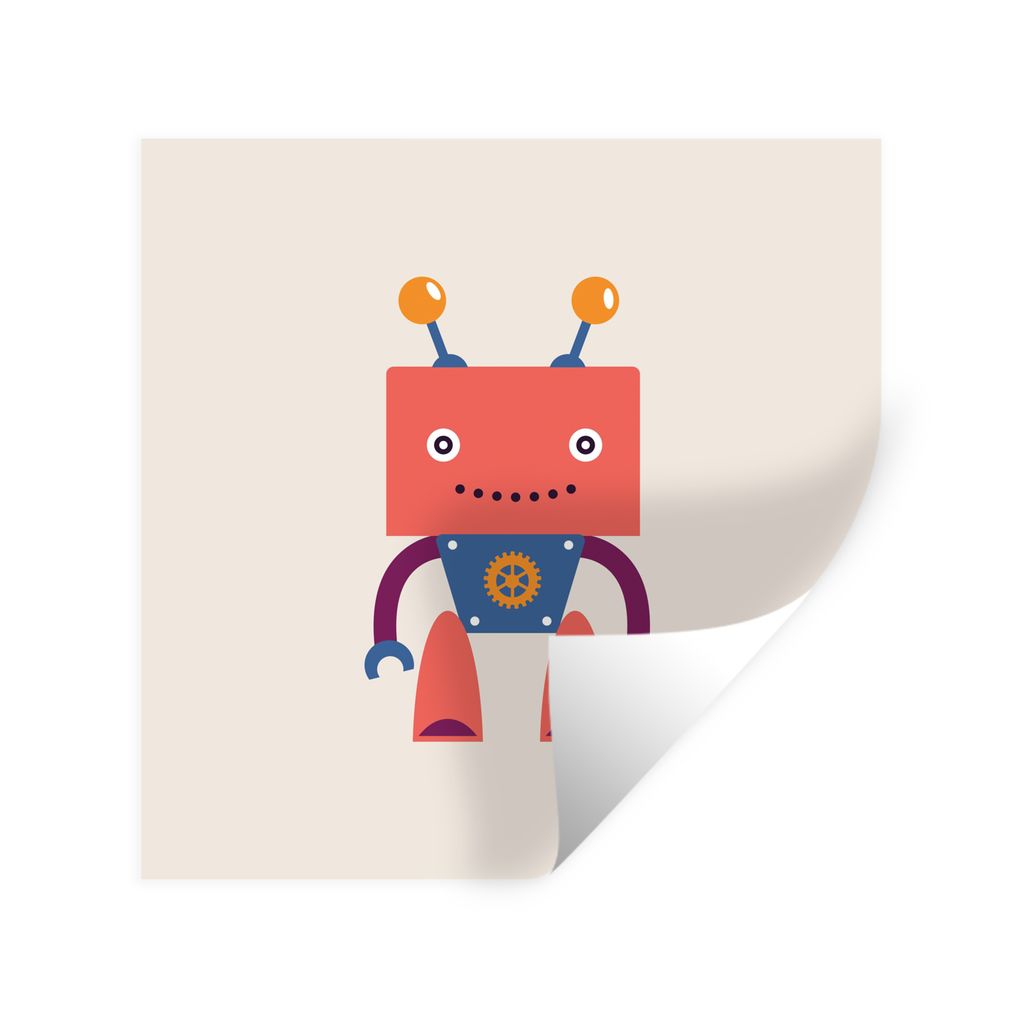 MuchoWow Wandtattoo Wandsticker Wandaufkleber Roboter - Getriebe - Gesicht - Antenne - Kinder - Jugendliche 80x80 cm Selbstklebend und Reposition...