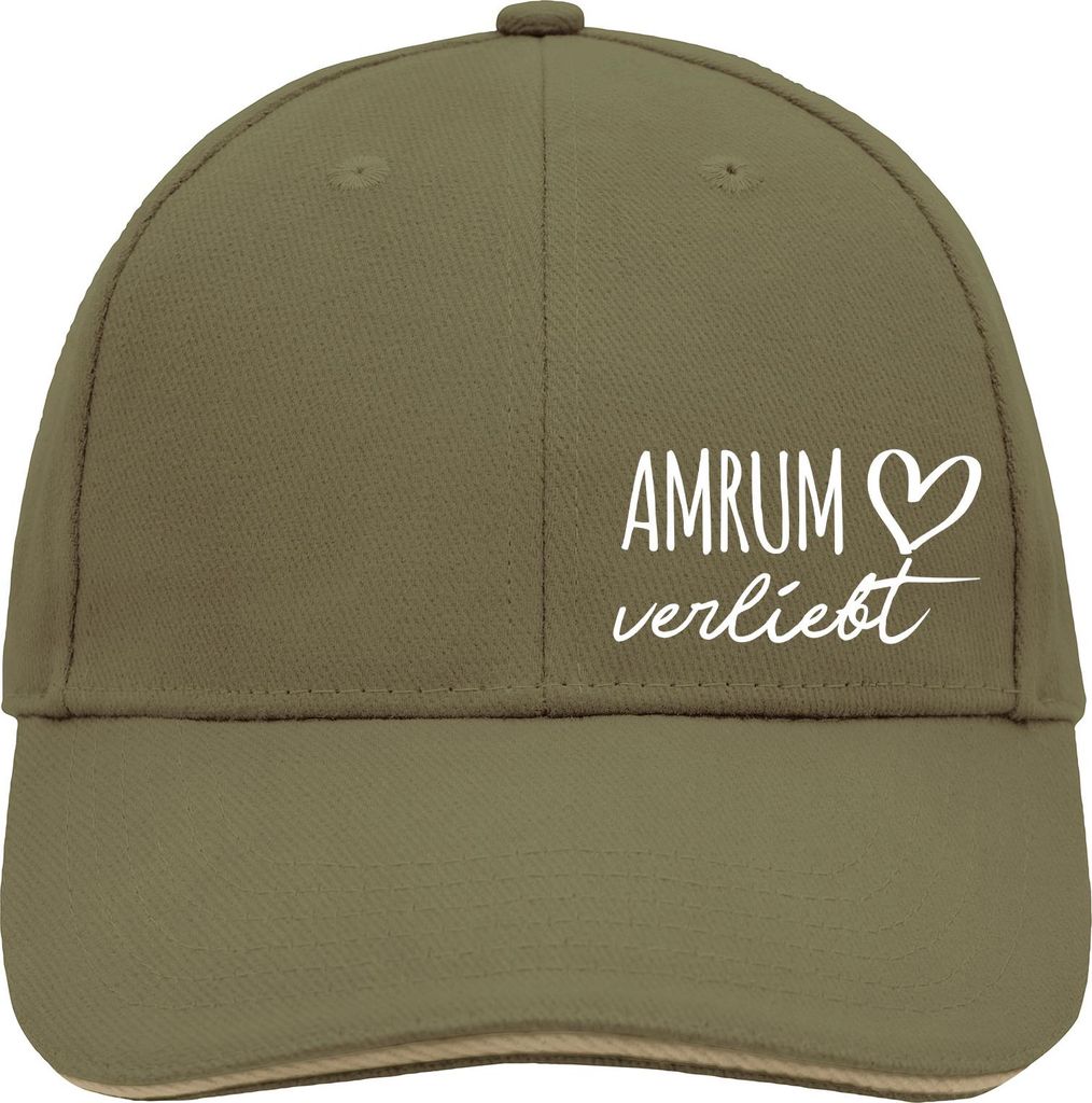 Huuraa Cappy Mütze Amrum verliebt Olive/Beige Baumwolle 6-Panel Kappe Geschenkidee