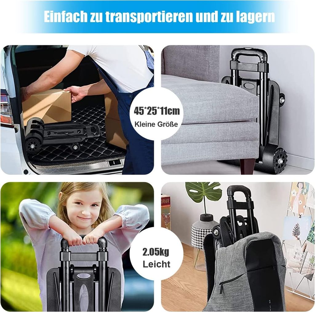 Mini Faltbare Sackkarre Klappbar Transportwagen 40KG Produktbild 5