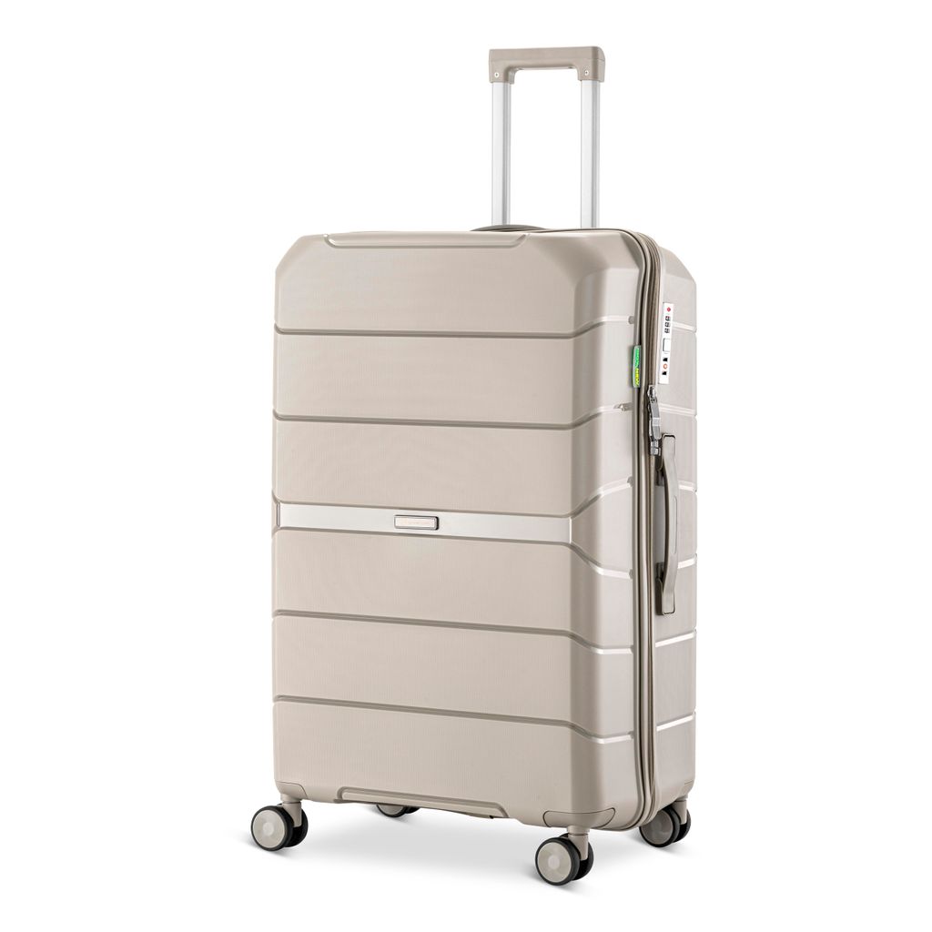 SKYCASES Urban Adventurer – Handgepäck Koffer Trolley 44 l – Beige – Polypropylen Schale mit Zahlenschloss