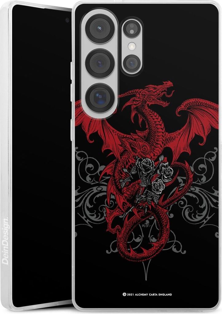 DeinDesign Slim Hülle für Samsung Galaxy S25 Ultra Silikon Case Ultra Dünn Handyhülle Drache Gothic Rot