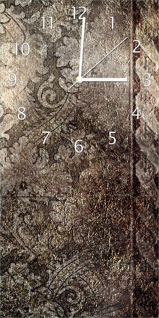 Wallario Design Wanduhr bedruckt, Größe 30 x 60 cm, Motiv: Schnörkelmuster in dunkelbraun