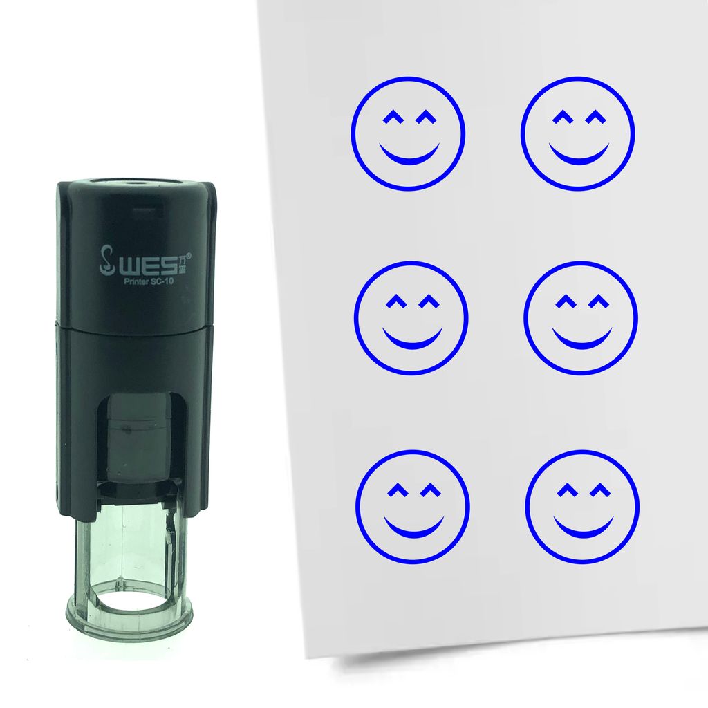 CombiCraft Selbstfärbender Stempel 'Lachender Smiley' in der Farbe Blau, Ø10mm