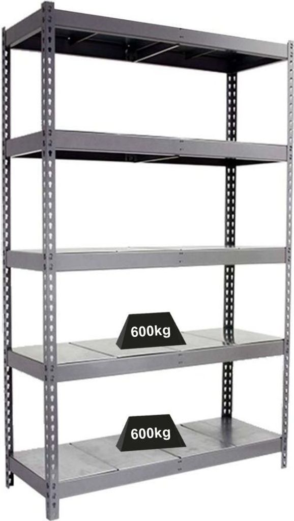 PROREGAL Schwerlastregal METAL BEAST FIVE | HxBxT 200x180x90cm | Fachlast 600kg | Grau