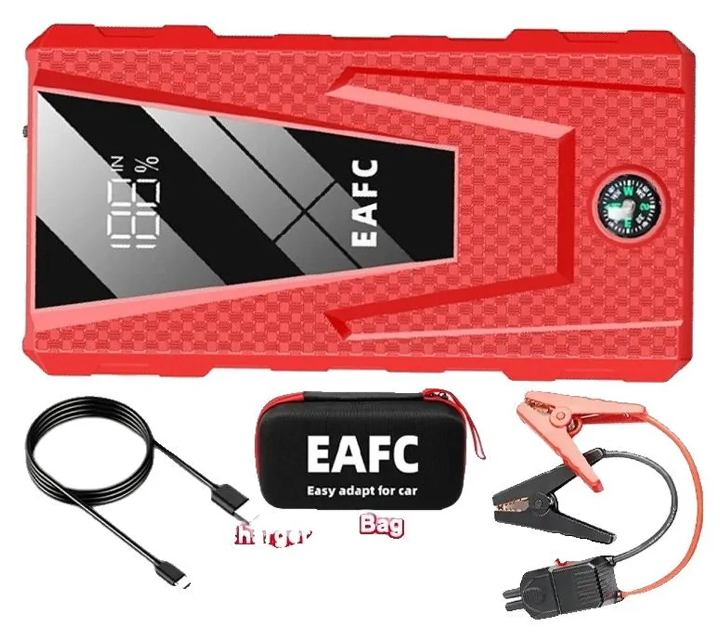 Aide au Démarrage Voiture 1200A Rouge - Station de Charge de Secours