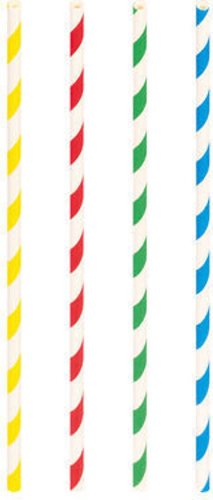200x Trinkhalme aus Papier bunt gestreift Ø6mm 21cm