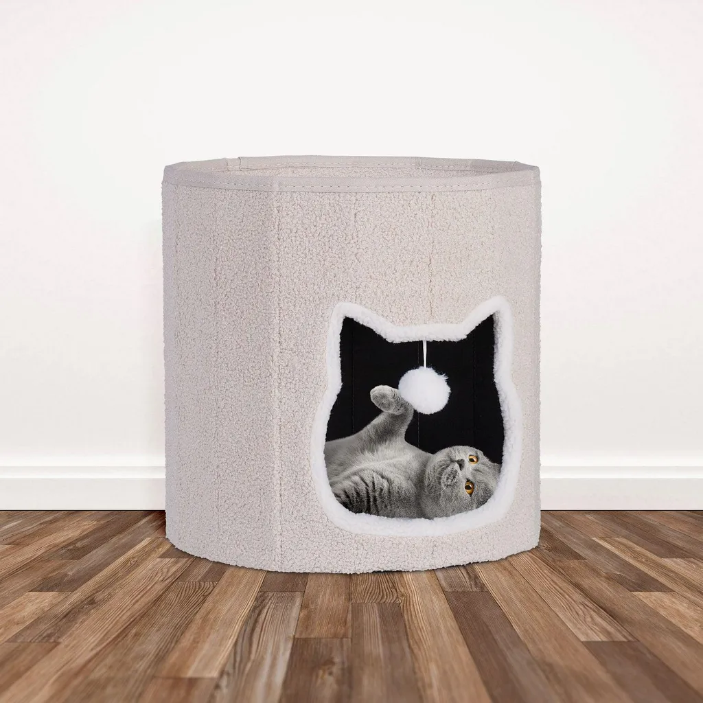 Niche pliable pour chat coloris beige idéale pour petit appartement