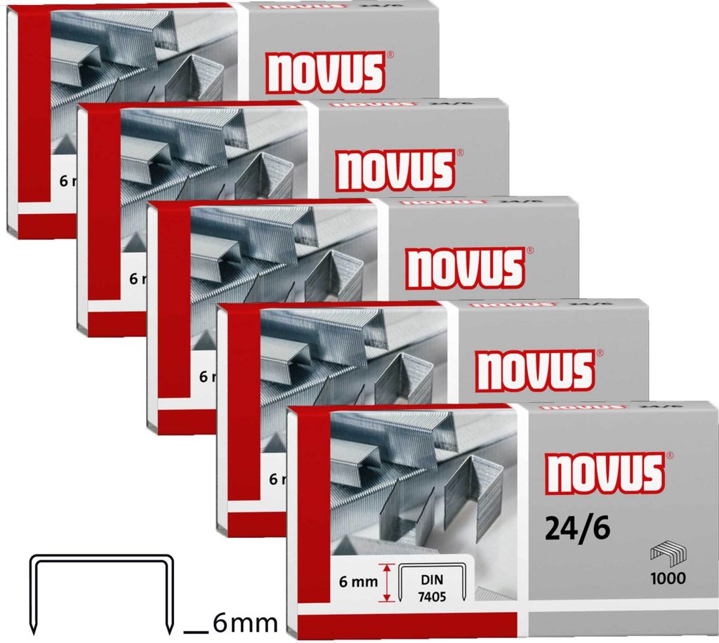Heftklammern Novus 040-0158, 24/6, verzinkt, 5.000 Stück Produktbild 