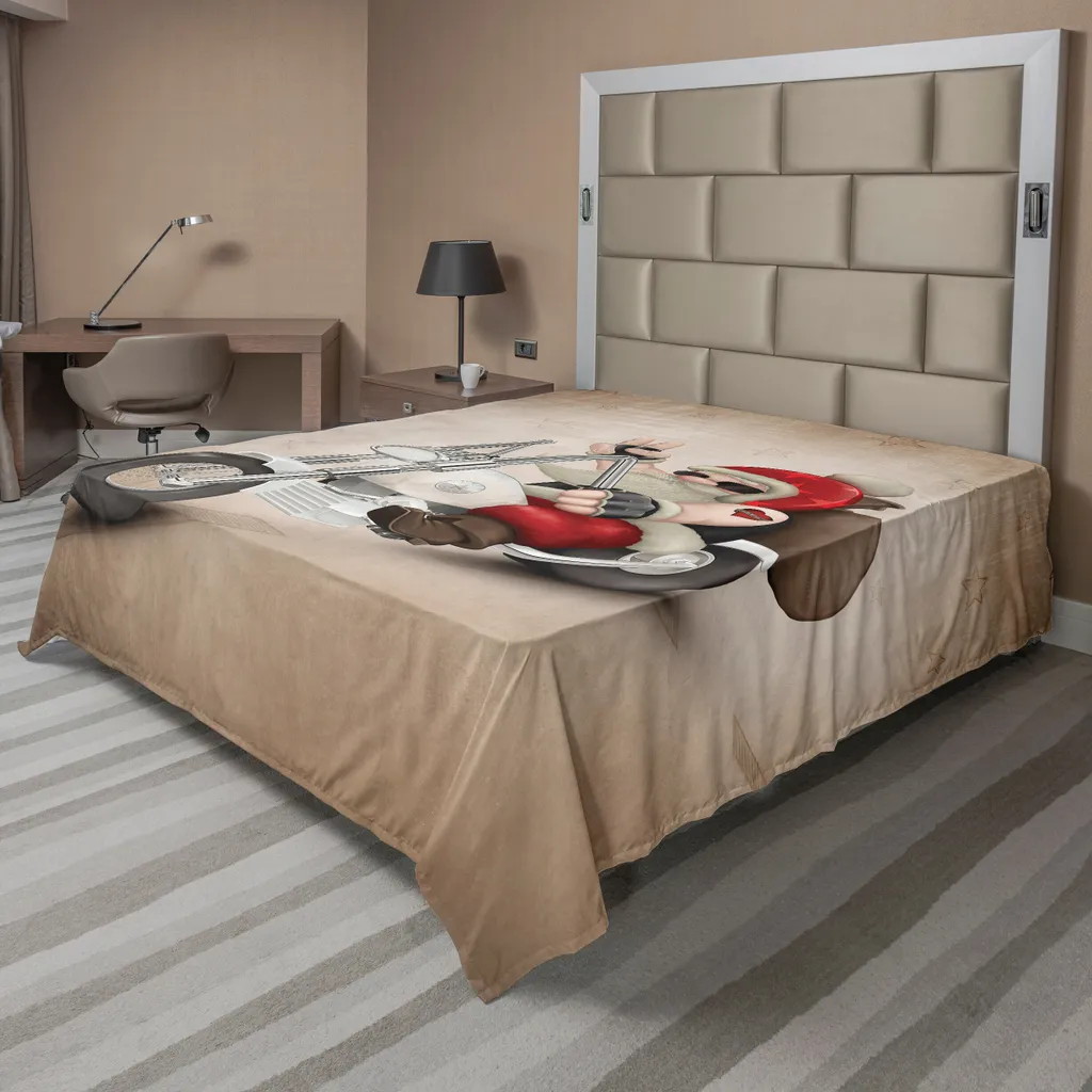 Drap de Lit Supérieur Décoratif Thème Biker pour Noël 266x260 cm Doux
