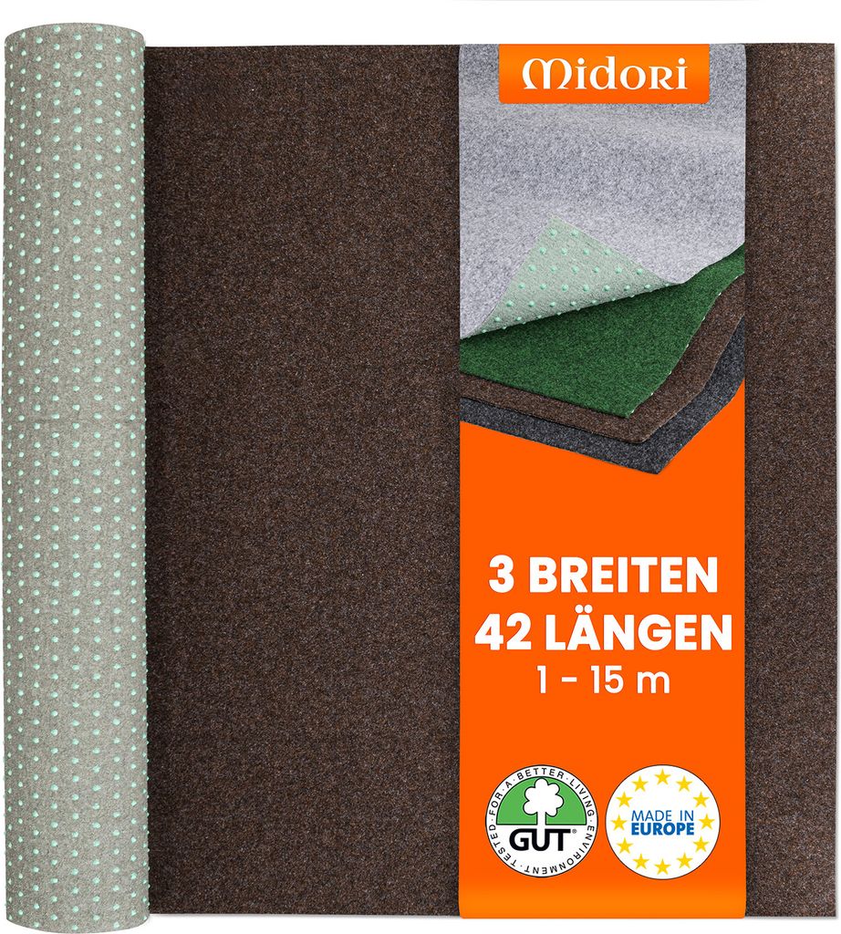 Rasenteppich 200 x 200 cm Braun Kunstrasen-Teppich mit Noppen Balkon Terrasse Outdoor wasserdurchlässig