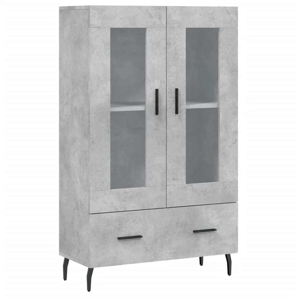 Highboard gris béton 69,5x31x115 cm en bois d'ingénierie robuste