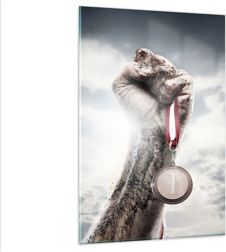 Bilder auf glas - Einteilig - Sport Medaille Sieg Trophäe - 80x120cm - Glasbilder - Wandbilder - Bilder - Wanddekoration aus Glas - Glas Bilder - ...