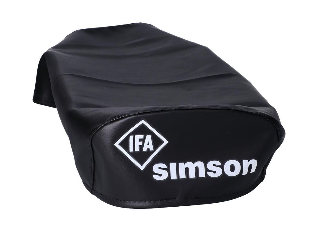 Sitzbezug schwarz glatt, mit Schriftzug, passt für Simson Produktbild 