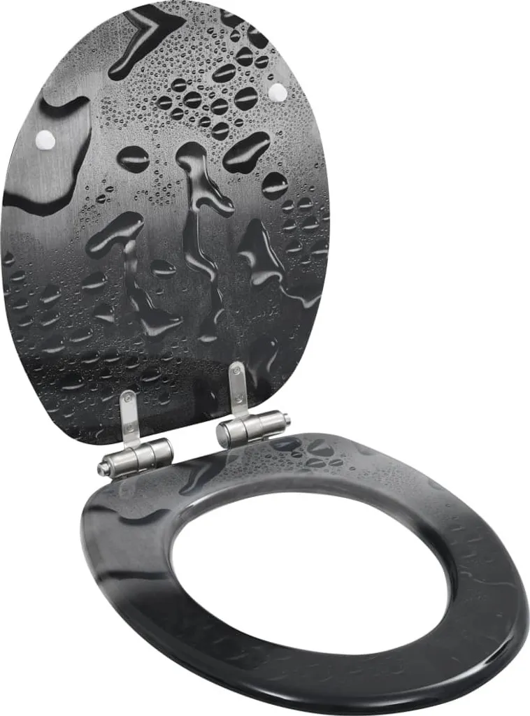 Set 2 Copriwater vidaXL in MDF con Motivo Gocce d'Acqua e Soft Close