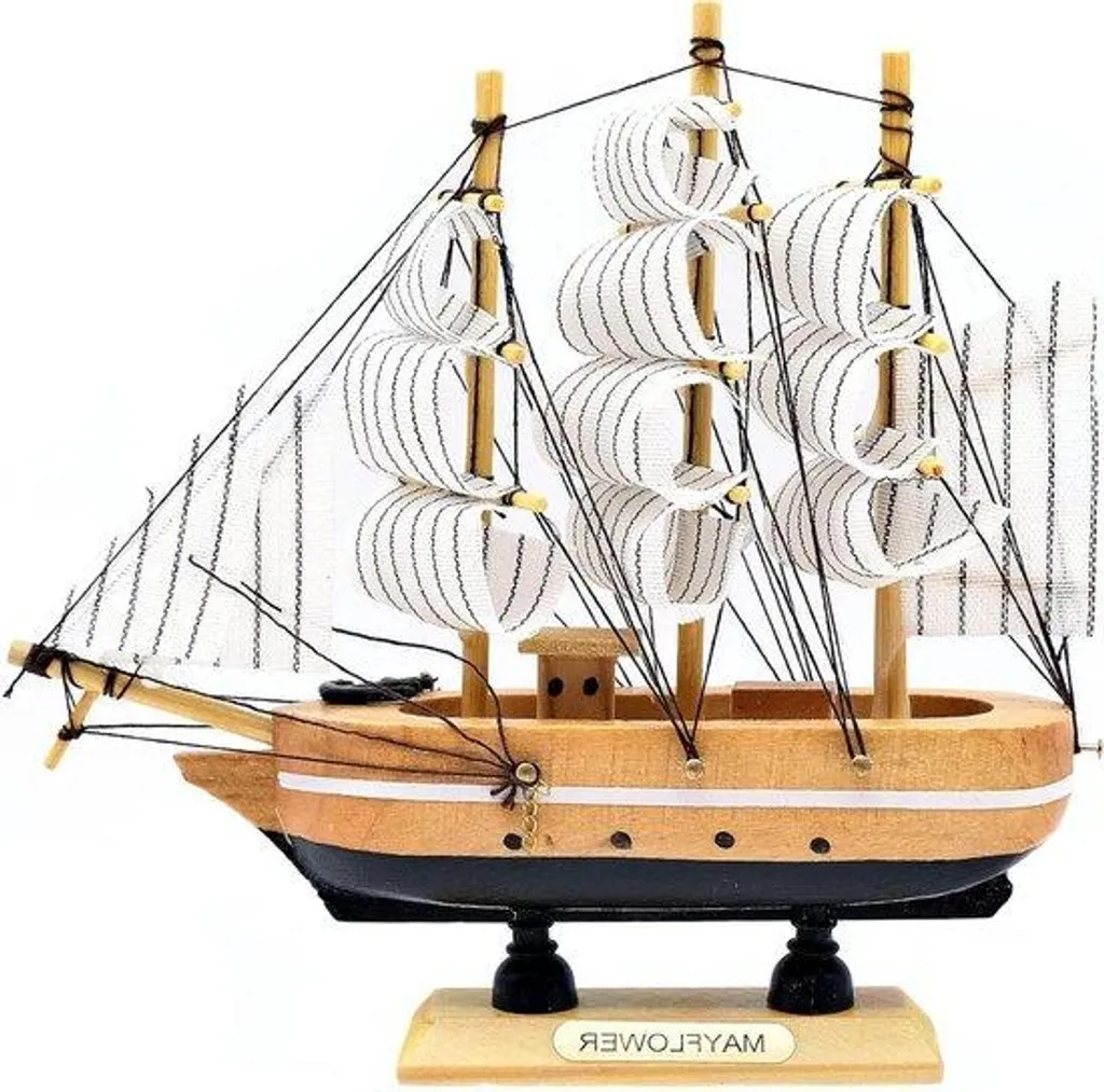 Petit voilier en bois 16 cm : Idée cadeau déco pour bureau et salon