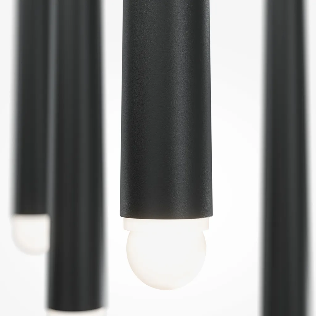 Lampe LED suspendue 5 flammes noir aluminium pour grand espace 65,3 cm