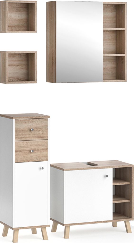 Badmöbel-Set Vicco Senyo Weiß 4 Teile, Model 36441 Produktbild 