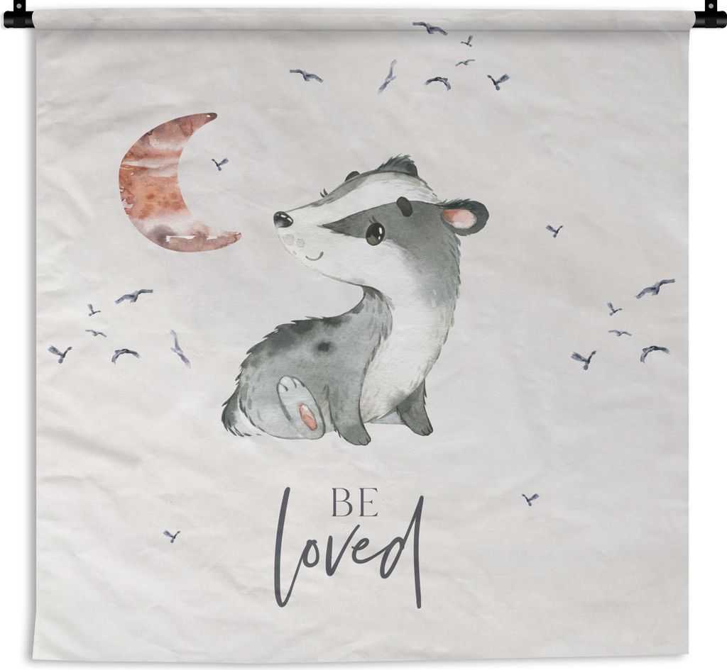 MuchoWow Wandteppich Wandbehang Zitate - Geliebt werden - Sprichwörter - Kind - Jungen - Mädchen - Aquarell 120x120 cm Tapisserie Dekoration Wa...