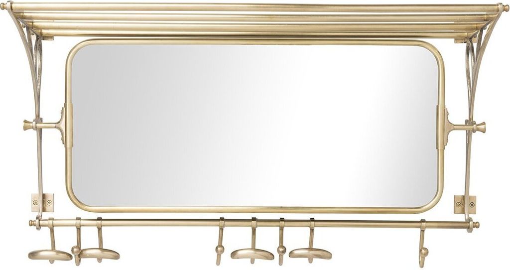 Garderobe aus Messing mit Spiegel und Regal 1 Tablett