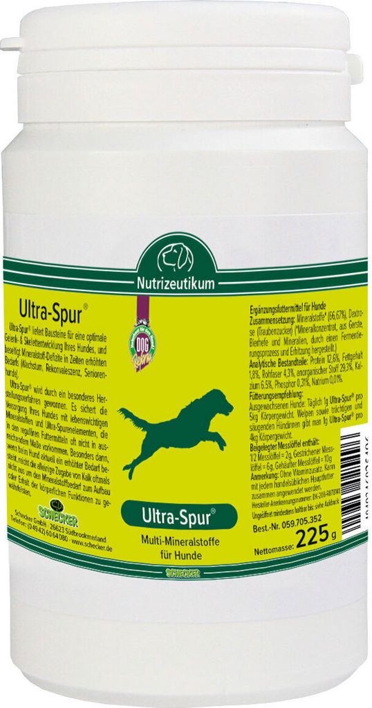 Schecker Ergänzungsfuttermittel - Ultra Spur - liefert Bausteine für eine optimale Gelenk - Skelettentwicklung Ihres Hundes