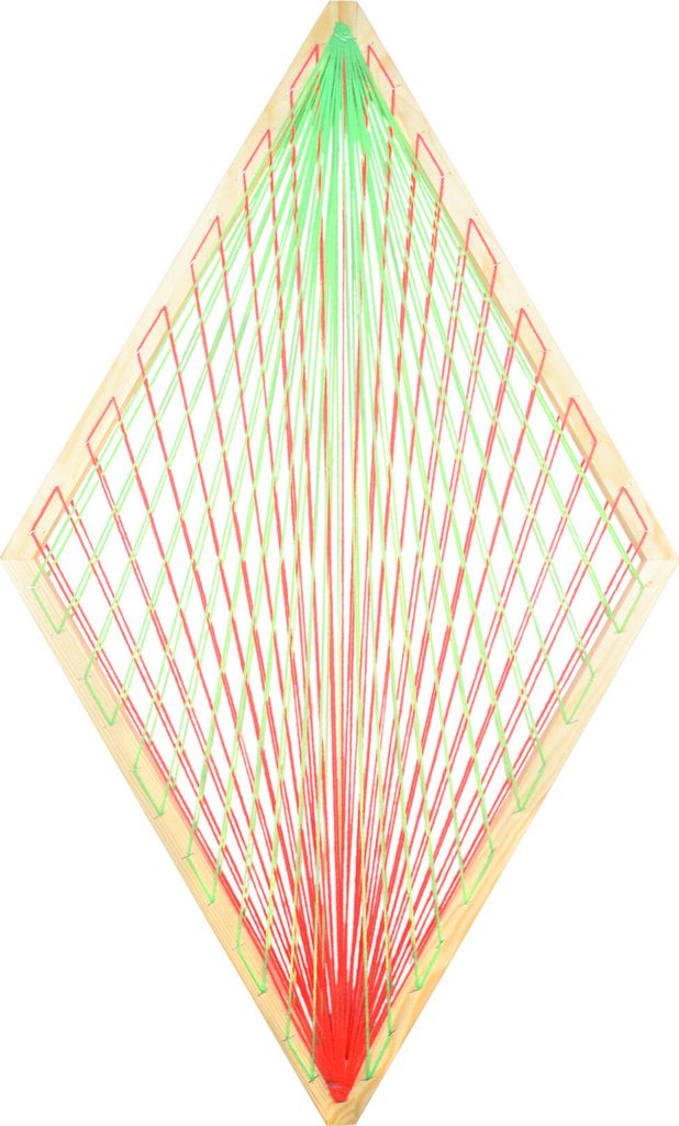 PSYWORK Schwarzlicht 3D StringArt | Raute Neon Gradient Colors | 88 x 53cm | UV aktiv | Fadenkunst Neon Wohndeko Dekoration Partydeko PSY Goa Tripp...