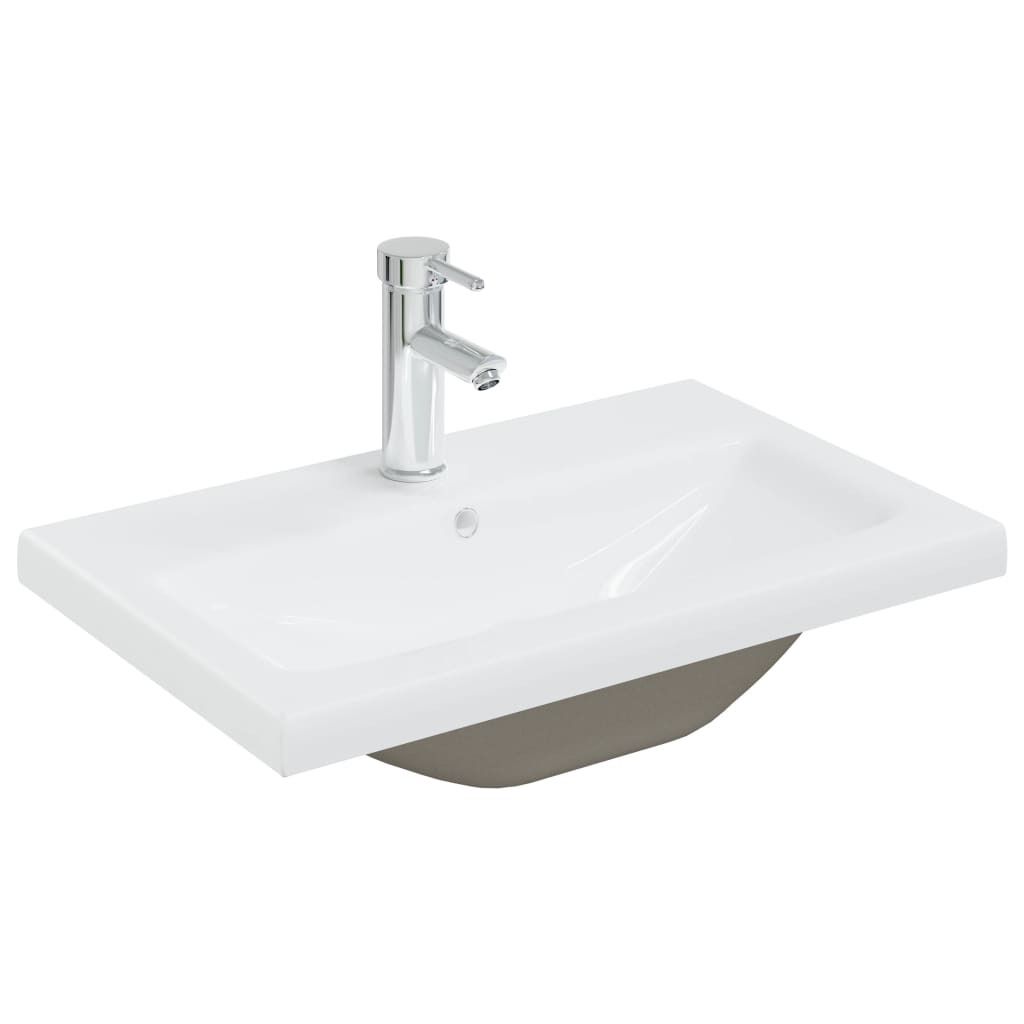 vidaXL Einbauwaschbecken mit Wasserhahn 61x39x18 cm Keramik Weiß