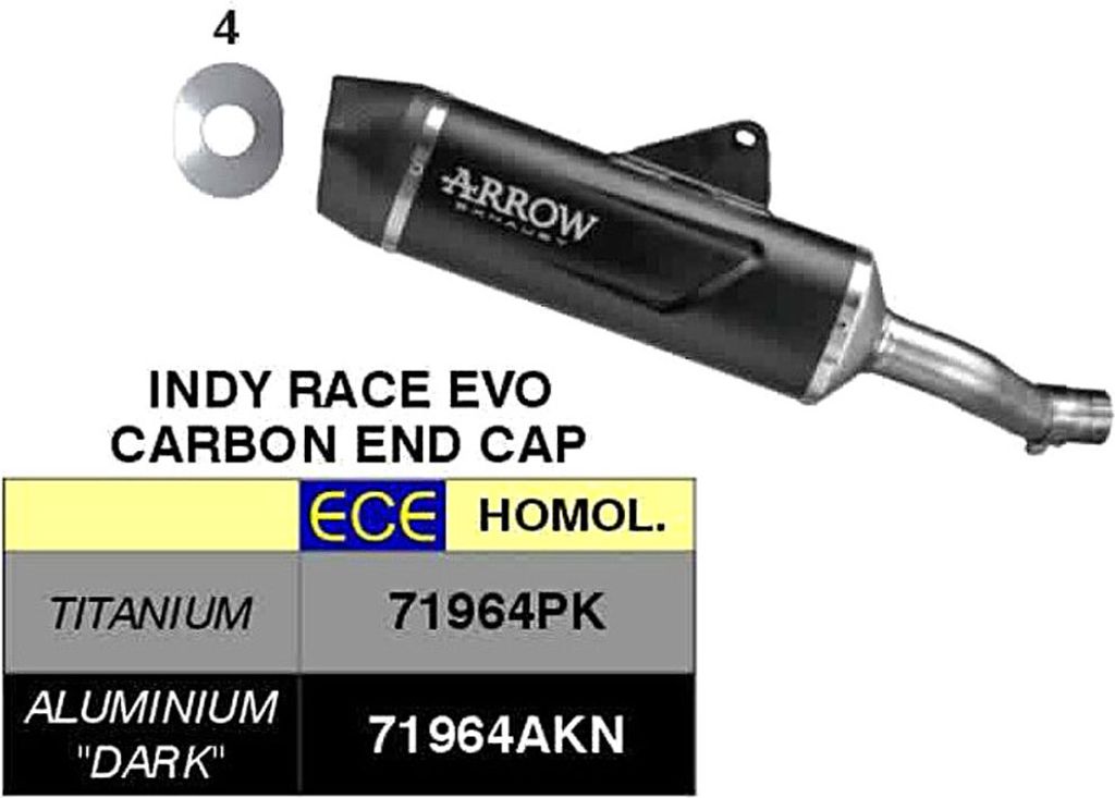 ARROW Indy-Rennsport Evo Slip-On Schalldämpfer dunkles Produktbild 