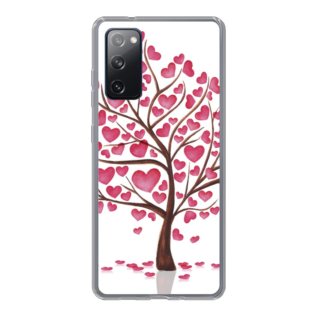MuchoWow Handyhülle Schutzhülle Hülle für Samsung Galaxy S20 FE Eine Illustration eines Baumes mit Herzen Silikon Softcase Handy Hülle - Abd...