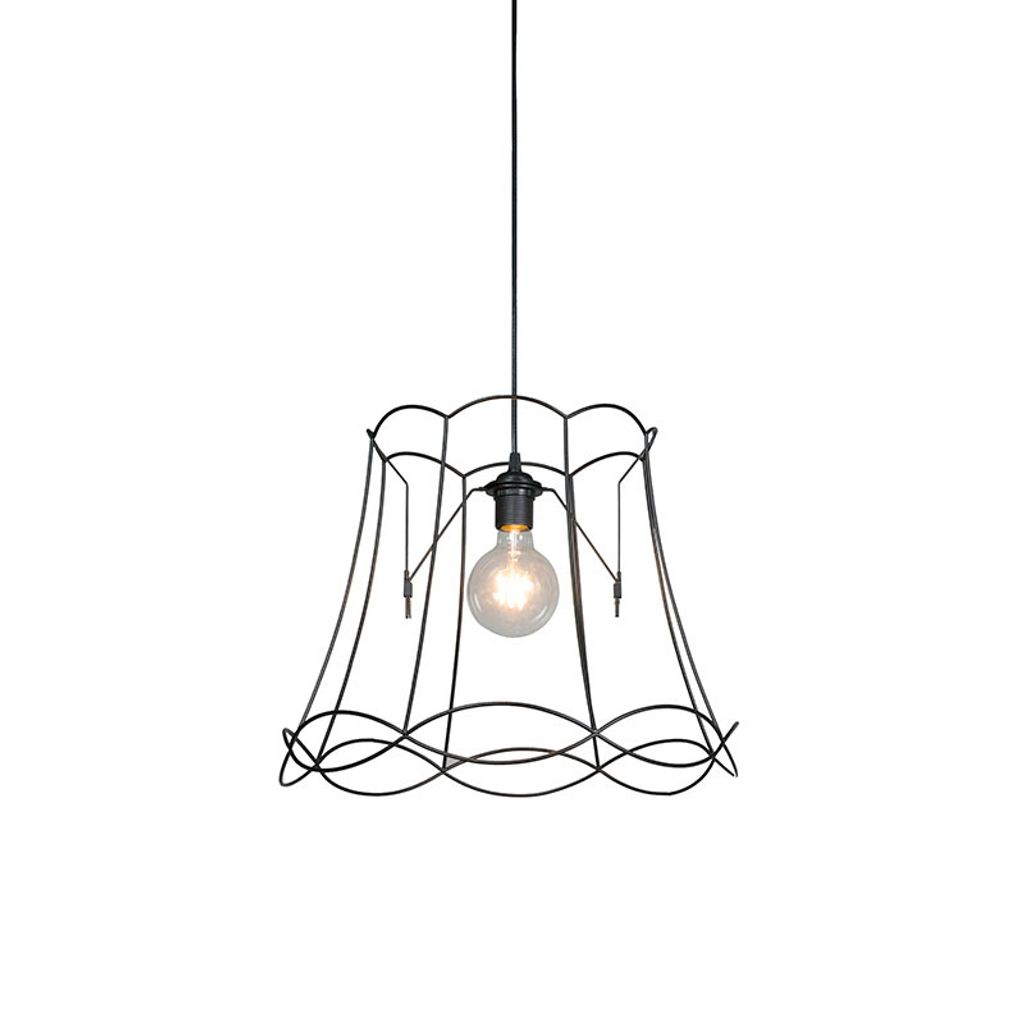 QAZQA - Retro Retro Pendelleuchte I Esstisch I Esszimmer I Pendellampe I Hängelampe I Pendellampe I Pendelleuchte I Lampe I Leuchte schwarz 45 cm ...