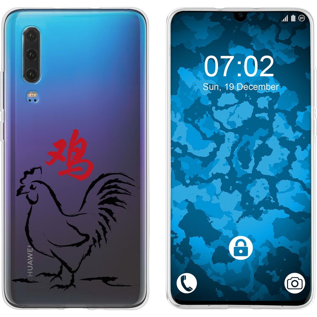 PhoneNatic Case kompatibel mit Huawei P30 Silikon-Hülle Tierkreis Chinesisch M10