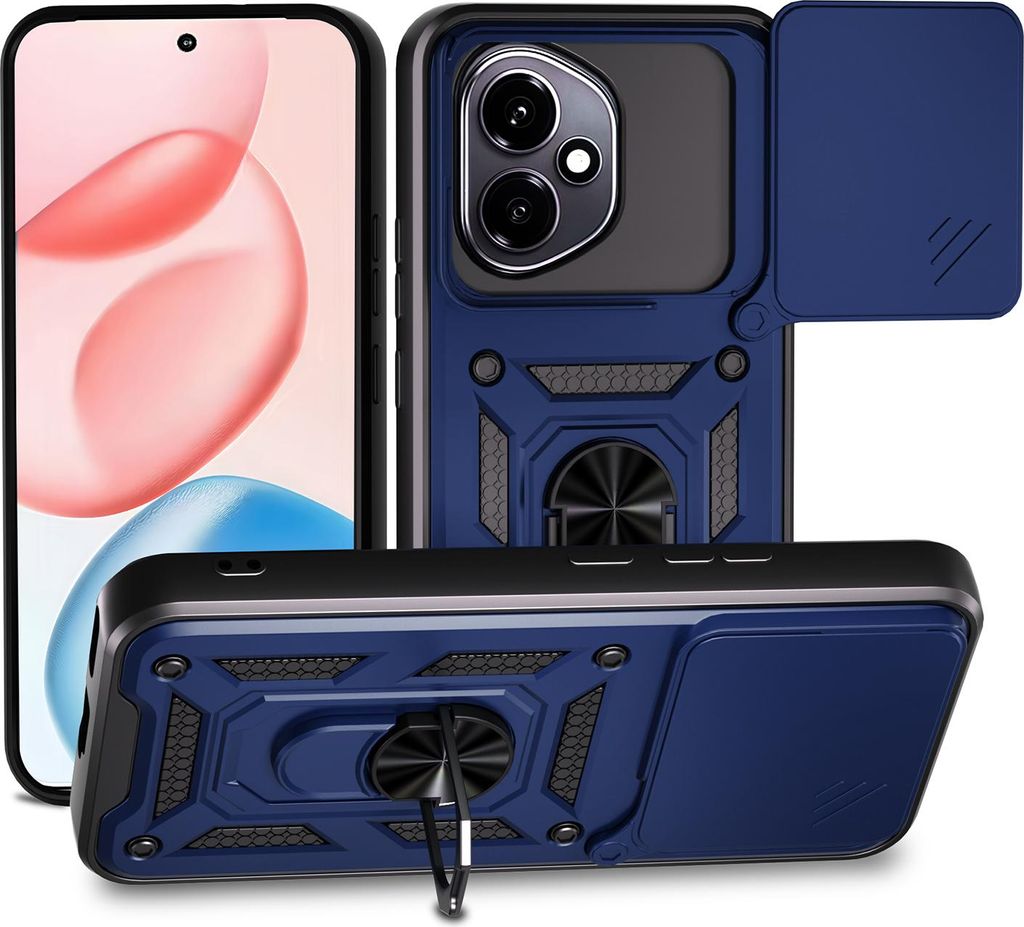 Outdoor Panzer Hülle für Honor 400 Handyhülle mit Slide Kameraschutz Ringhalter in Blau