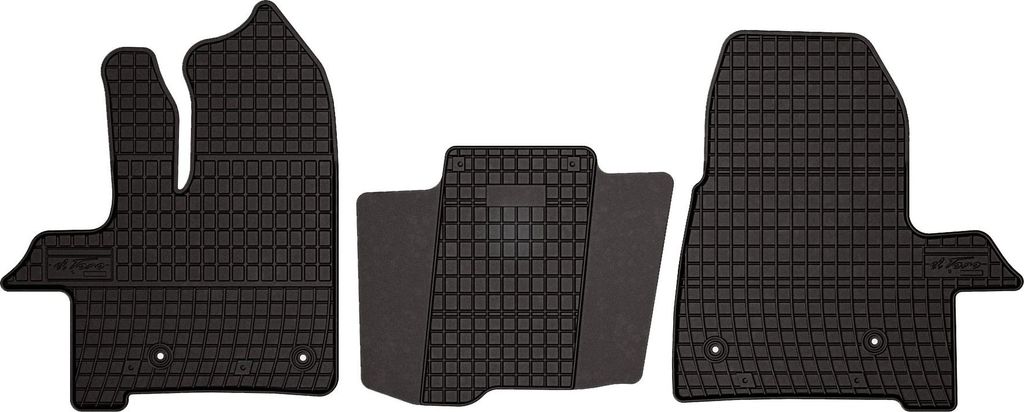 Gummifußmatten passend für Ford Transit VI (Lieferung FL, Bj. 2019-) – schwarz, passgenau, mit Befestigungen set 3 Stk. - Gummi-Automatten