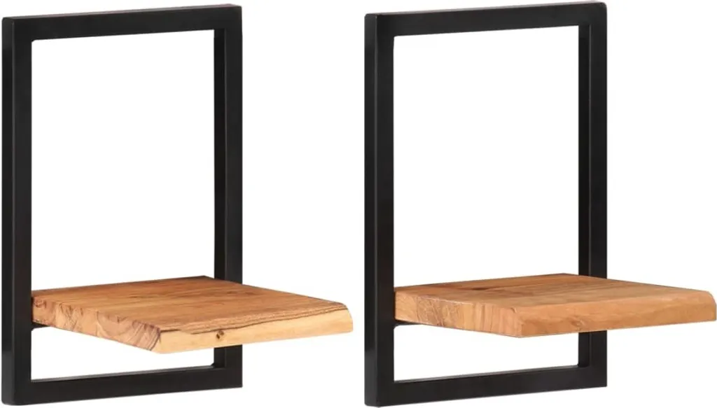 Mensole Parete 25x25x35 cm Acacia e Acciaio Stile Industrial