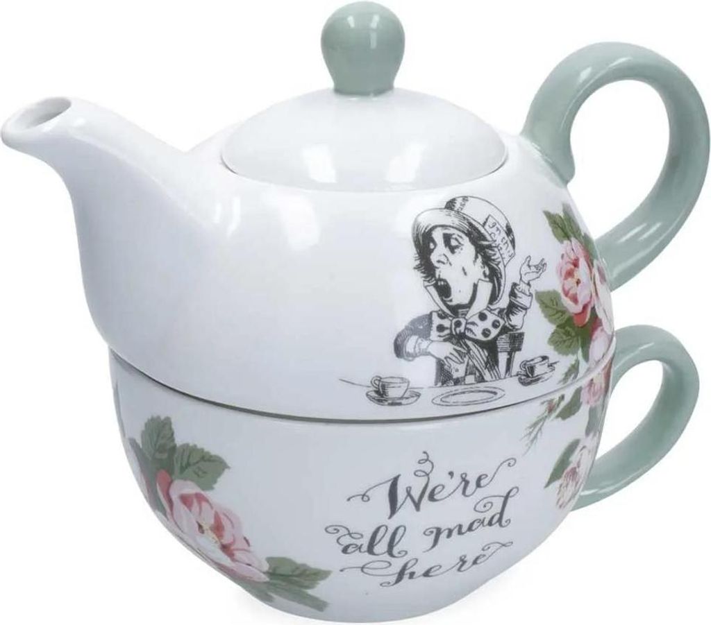 Mikasa und The V&A Tea for One - set de teapot and cup, set de tea de bone china for one, Set of Tee of Alice im Wunderland of, spülmaschinenfest ...
