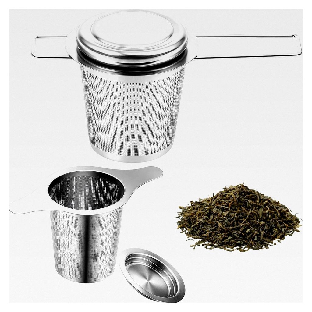 Teesieb für losen Tee, 4-teiliges Set mit Edelstahl-Teefilter und Siebträger, praktisches Teesieb für Tassen, geeignet für Teeliebhaber, leicht...